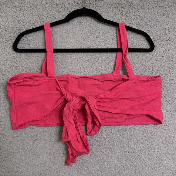 Billabong Island Hopper Top Pink J54UBIS Size Medium Cropped Fit Tie - Picture 5 of 9